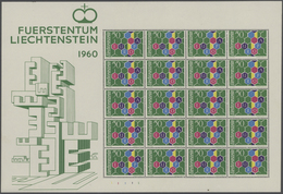 29782 Liechtenstein: 1960, 50 Rp. Europa, Kleinbogen Zu 20 Werten Postfrisch (kl. Beanstandungen Nur Im Bo - Briefe U. Dokumente