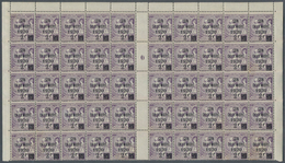 29789 Monaco: 1921, Overprints, 50 Complete Sets In (folded) Gutter Panes Of 50 Stamps, Unmounted Mint, Tw - Neufs