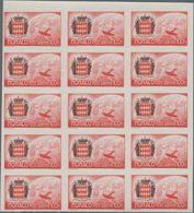 29791 Monaco: 1942, Airmails IMPERFORATE, Complete Set Of Six Values Within Units (mainly Blocks Of 25), U - Ungebraucht