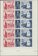 29792 Monaco: 1947, 100th U.S. Stamp Anniversary IMPERFORATE, 25 Complete Sets In Marginal Units (incl. Se - Unused Stamps