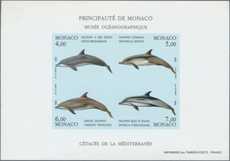 29807 Monaco: 1992, Environment Protection (Dolphins), Souvenir Sheet Imperforate, Ten Copies Unmounted Mi - Unused Stamps