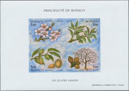 29809 Monaco: 1993, Four Seasons (Blossoms/Fruits), Souvenir Sheet Imperforate, Ten Copies Unmounted Mint. - Unused Stamps