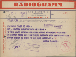29823 Österreich: 1947/1952, Partie Mit 12 Auslandstelegrammen Nach Wien, Dabei 3 RADIOGRAMME Via Radio Au - Ungebraucht