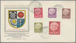 30106 Saarland (1957/59) - OPD Saarbrücken: 1957, Heuss I, Vier Komplette Serien Je Auf Vier Schmuck-FDCs - Used Stamps