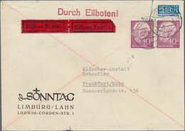 30121 Bundesrepublik Deutschland: 1951/1954, Partie Mit 6 Belegen Posthorn/Heuss, Dabei 70, 80 U. 90 Pf Po - Andere & Zonder Classificatie