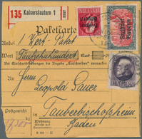 31211 Bayern - Marken Und Briefe: 1916/1919, Lot Von Drei Paketkarten-Stammteilen: Eisenbahn-Dienstlochung - Other & Unclassified