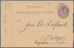 31751 Deutsches Reich - Privatpost (Stadtpost): STUTTGART: Sammlung Von Ca. 68 Belegen, Meist Ganzsachen, - Postes Privées & Locales