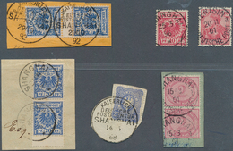 31829 Deutsche Post In China - Vorläufer: 1888/1901, Vorläufer Lot Mit 8 Marken, Nr. V 42 B, V 47 B, Doppe - Deutsche Post In China