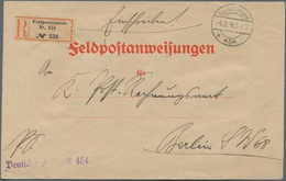 31886 Feldpost 1. Weltkrieg: 1914/1918, 15 Feldposteinschreiben Mit Augenscheinlich Nur Verschiedenen R-Ze - Andere & Zonder Classificatie