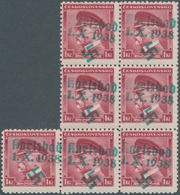 31957 Sudetenland - Karlsbad: 1938, Lot Von Zwölf Marken: MiNr. 9 Im 7er-Block Postfrisch, 35/38 Gestempel - Sudetenland