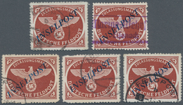 32030 Feldpostmarken: 1944, Inselpost-Zulassungsmarken, Durchstochen, Mit Dunkelblauem Diagonalen 'Agramer - Autres & Non Classés