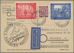 32628 Bizone: 1948/1949, Lot Von Neun Besseren Flugbelegen, Meist Erst- Und Sonderflüge, Dabei Exportmesse - Andere & Zonder Classificatie