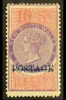 NEW SOUTH WALES  1885 10s Mauve And Claret Perf 12 X 11 With Blue "POSTAGE" Opt, SG 241c, Fine Mint. For More Images, Pl - Otros & Sin Clasificación