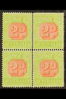 POSTAGE DUES  1912 - 1923 2d Scarlet And Pale Yellow Green, SG D81, Superb Mint Block Of 4. For More Images, Please Visi - Other & Unclassified