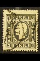 1858-59  3k Black Type Ib (Michel 11 Ib, SG 23), Fine Used, Very Fresh, Expertized A. Diena. For More Images, Please Vis - Other & Unclassified
