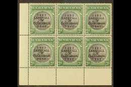 1942  3s Slate Purple & Myrtle Green, SG 173, NHM Lower Left Corner Block Of 6 With Lightly Toned Gum For More Images, P - Other & Unclassified