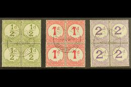 POSTAGE DUES  1932 USED BLOCKS OF FOUR Set On Ordinary Paper, SG D4, D5 And D6, Each Block Bearing Clear 9 Feb 45 Cds Ca - Andere & Zonder Classificatie