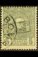 CONGO  1892 3f.50 On 5f Grey, COB CP5, Fine Cds Used. For More Images, Please Visit Http://www.sandafayre.com/itemdetail - Otros & Sin Clasificación