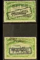 CONGO  1909 Stamp Tax, Local Overprint 10f Green And Black Perf. 12 (light Crease), 10f Perf. 14 (small Thin), COB TX16/ - Other & Unclassified