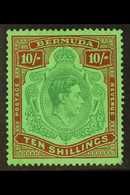1938  10s Green And Deep Lake On Pale Emerald, 1st Printing SG 119, Very Fine Mint With Much Lighter Than Usuasl Streaky - Bermuda
