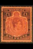 1938-53  £1 Pale Purple & Black/pale Red, SG 121b, Very Fine Used For More Images, Please Visit Http://www.sandafayre.co - Bermuda