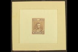 1899 IMPERF DIE PROOF  1899 Antonio Jose De Sucre 1b Issue (Scott 68, SG 99) On Thin Papers And Attached To Printer's Ca - Bolivia