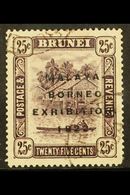 1922  25c Deep Dull Purple With SHORT "I" IN EXHIBITION Variety, SG 57a, Very Fine Used With The Variety Clear. For More - Brunei (...-1984)