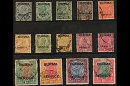 OFFICIALS  1937 KGV India Overprints, Complete Set, SG O1/14, Very Fine Used (14 Stamps). For More Images, Please Visit  - Burma (...-1947)