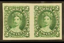 1860  2c Dark Green Plate Proof On India, Uni 7TCi, Superb Horizontal Pair With Large Margins All Round. For More Images - Other & Unclassified