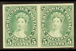 1860  5c Green PLATE PROOF PAIR On India Paper. Stunning (pair) For More Images, Please Visit Http://www.sandafayre.com/ - Other & Unclassified