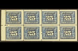 REVENUE STAMPS  WAR SAVINGS 1940-41 25c Blue, White Gum, Complete Pane Of 8, Van Dam FWS5c, Never Hinged Mint, A Few Mar - Autres & Non Classés
