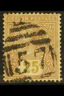 1886  25c Yellow-brown With Value In Yellow, SG 198a, Fine Used. For More Images, Please Visit Http://www.sandafayre.com - Ceylon (...-1947)