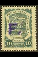 SCADTA  1922 10c Slate Green Of Columbia, Handstamped At Barranquilla "Double F & Full Stop" Variety For Mail From Franc - Colombie