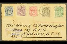 1896  (5th March) Envelope Front Registered To Sydney, Bearing Queen 1d, 1½d, 2½d, 5d And 10d Tied By 1st Type Rarotonga - Cook Islands