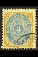 1896-1902  4c Pale Blue And Yellow Brown, Perf 12½, Frame Inverted, SG 33a, Fine Cds Used. For More Images, Please Visit - Danish West Indies