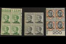 1925  20c To 2L Ovptd "Colonia Eritrea", Sass S20, In Never Hinged Mint Blocks Of 4. Cat 2200 Euro. (£1800+), 20c Is Cor - Eritrea