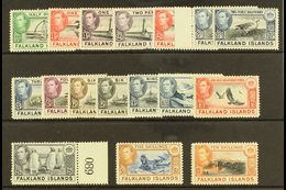 1938-50  Definitives Complete Basic Set From ½d To 10s, SG 146/162, Very Fine Mint, The 2s6d Is Never Hinged Mint Margin - Islas Malvinas