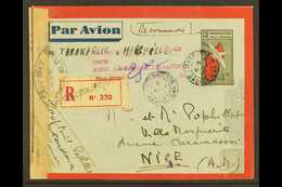 MADAGASCAR  1945 Registered 4.50f CENSOR COVER To Nice, France With Postage Due Cachet. Seldom Seen For More Images, Ple - Andere & Zonder Classificatie