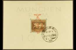 1937  "Brown Ribbon Of Germany" Miniature Sheet (Mi Block 10, SG MS637a) Used With "Munchen-Riem" Special Cancel. For Mo - Otros & Sin Clasificación