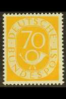 1951-52  70pf Yellow Posthorn (Michel 136, SG 1058), Superb Never Hinged Mint, Very Fresh. For More Images, Please Visit - Other & Unclassified