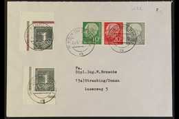 1958-60 SE-TENANT STRIP ON COVER.  1960 (20 Sep) Cover Bearing 1958-60 10pf+20pf+8pf Heuss Wmk Sideways Type II Horizont - Autres & Non Classés