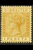 1889-1896  1 Peseta Bistre, SG 30, Fine Mint For More Images, Please Visit Http://www.sandafayre.com/itemdetails.aspx?s= - Gibraltar
