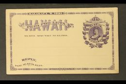 POSTAL STATIONERY  1883 1c+1c Purple Complete Pair Unused (UY1) & 2c Dark Blue Message Card And Separate Reply Card (UY2 - Hawaii