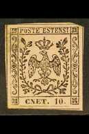 MODENA  1852 10c Black On Rose, Stop After Figure, Variety "CNET", Sass 9h, Mint Part Og, Small Thin  But Good Appearanc - Zonder Classificatie