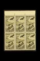 GENERAL ISSUES  1934 25L Olive-black Air Abruzzi (Sassone 30, SG 75), Never Hinged Mint Upper Marginal BLOCK Of 6, Fresh - Altri & Non Classificati