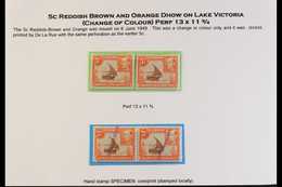 1949  5c Reddish Brown And Orange, Perf 13 X 11¾, SG 133, A Mint Horizontal Pair Each With Diagonal "SPECIMEN" Local Han - Vide