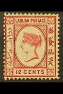 1880-82  12c Carmine WATERMARK REVERSED Variety, SG 9x, Fine Unused No Gum, Fresh. For More Images, Please Visit Http:// - North Borneo (...-1963)