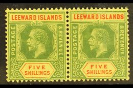 1914  5s Green And Red / Yellow, SG 57, Never Hinged Mint PAIR. For More Images, Please Visit Http://www.sandafayre.com/ - Leeward  Islands