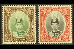 KEDAH  1937 Sultan Halimshah $2 & $5, SG 67/68 Very Fine Mint (2 Stamps) For More Images, Please Visit Http://www.sandaf - Autres & Non Classés