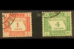 TRENGGANU  POSTAGE DUE 1937 1c Scarlet And 4c Green, SG D1/2, Very Fine Used. (2 Stamps) For More Images, Please Visit H - Andere & Zonder Classificatie